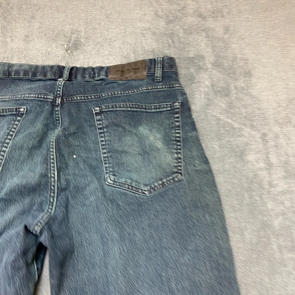 Kenneth Cole Straight Jeans Men 32x30 Blue Denim Distressed Mid Rise Medium Wash